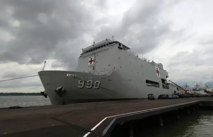 A Navy Hospital Ship is prepared to Evacuate Indonesian crew members from Diamond Princess Cruise Ship