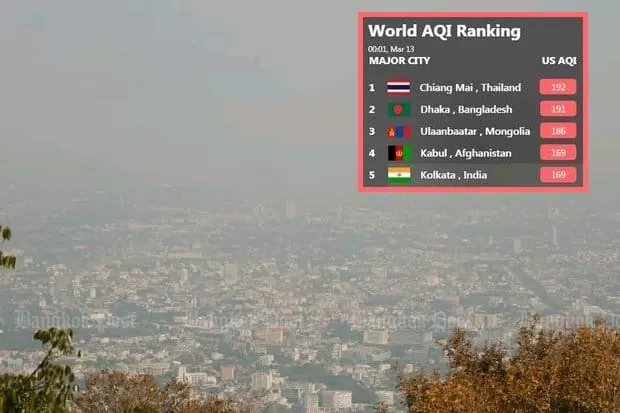 Chiang Mai air pollution hits above safety level