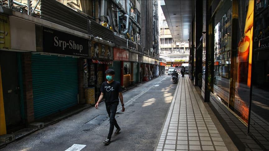 Empty street i seen to combat covid19 in bangkok