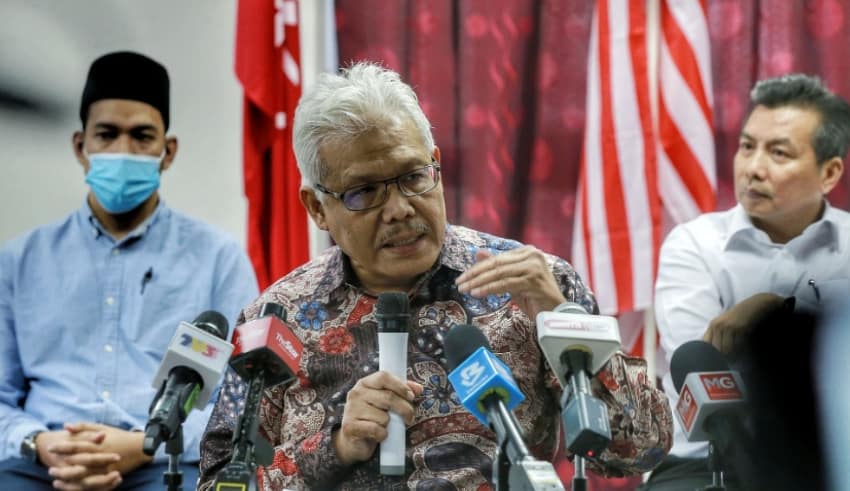 Bersatu sec-gen Datuk Seri Hamzah Zainudin speaks during a press conference