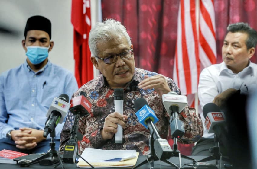 Bersatu sec-gen Datuk Seri Hamzah Zainudin speaks during a press conference