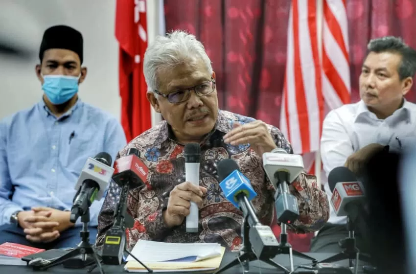 Bersatu sec-gen Datuk Seri Hamzah Zainudin speaks during a press conference