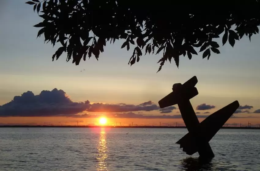 Ship crashed in lake