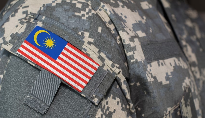 Malaysia army uniform patch flag on soldiers arm