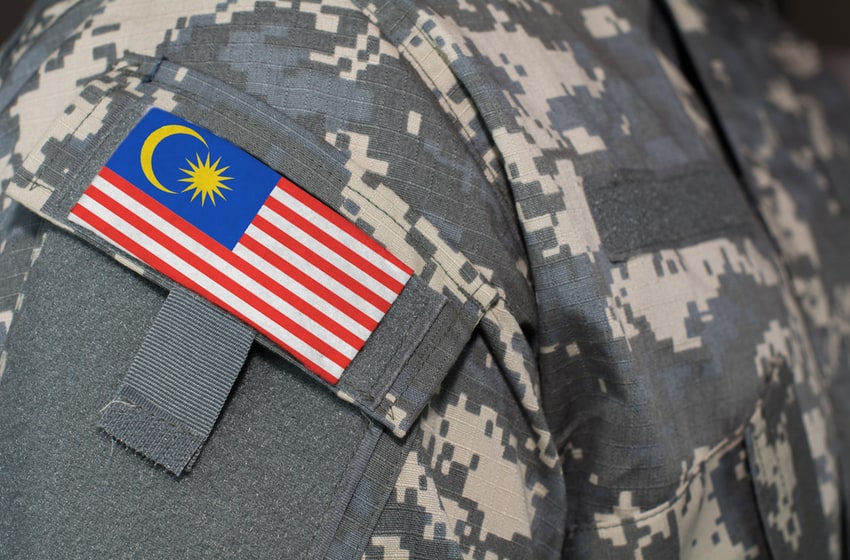 Malaysia army uniform patch flag on soldiers arm