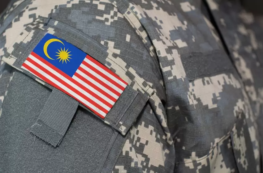 Malaysia army uniform patch flag on soldiers arm