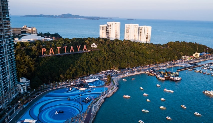 Aerial view of Pattaya beach in Thailand