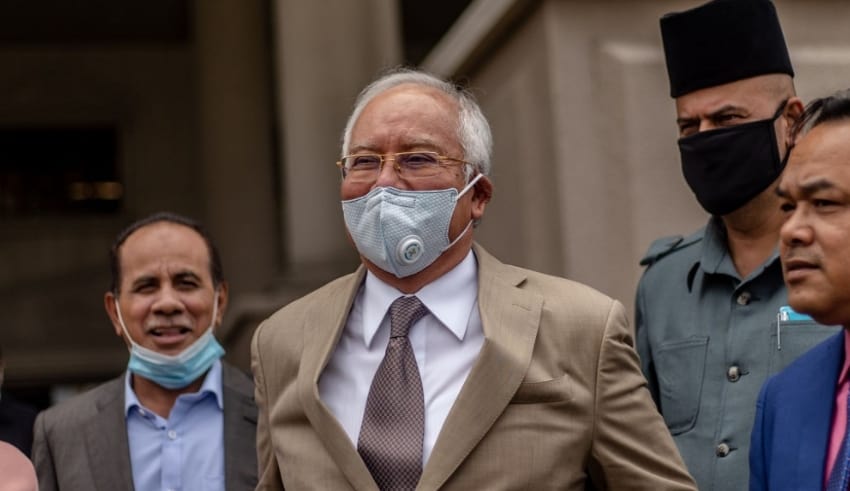 Datuk Seri Najib Razak is seen leaving the Kuala Lumpur High Court