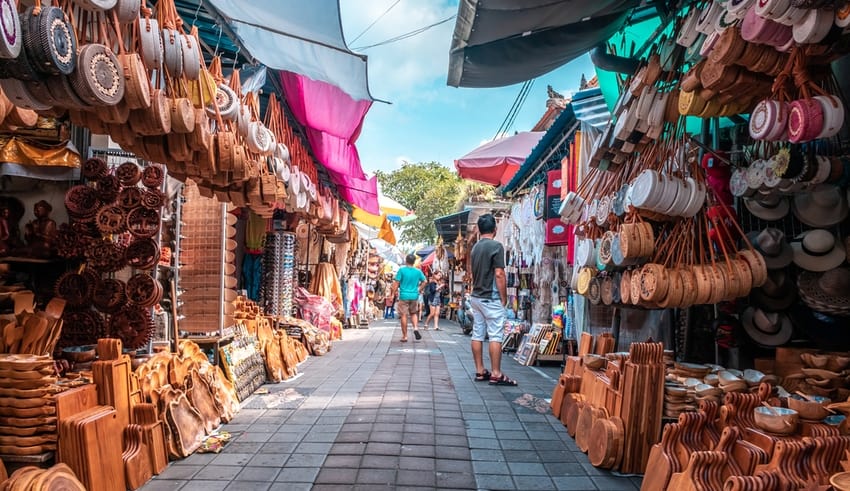 Tourists visiting Ubud Market or known as Ubud Art Market