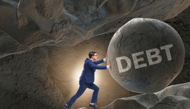 Human in high interest debt business concept