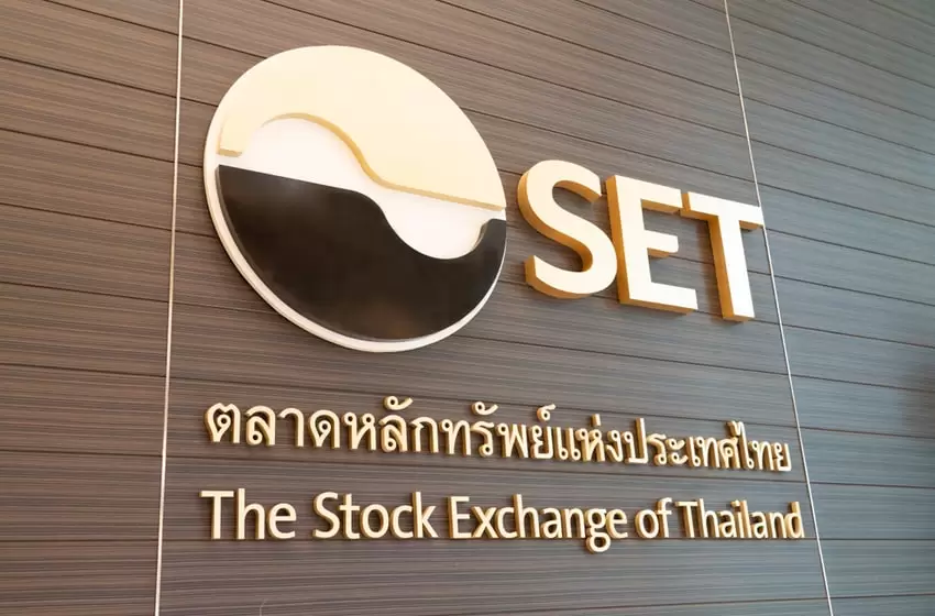 The Logo of The Stock Exchange of Thailand on the Wall