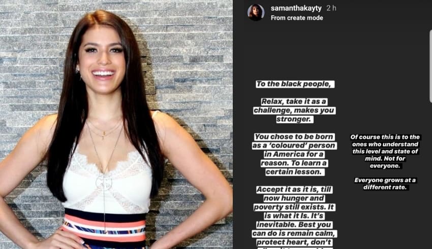 Samantha Katie James made a series of inflammatory remarks on the Black Lives Matter