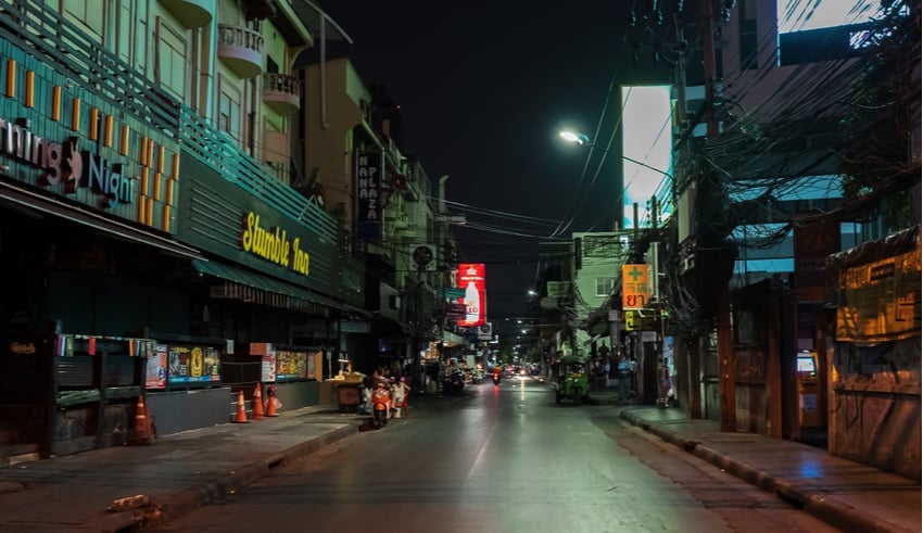 Shops were closed due to night curfew in bangkok