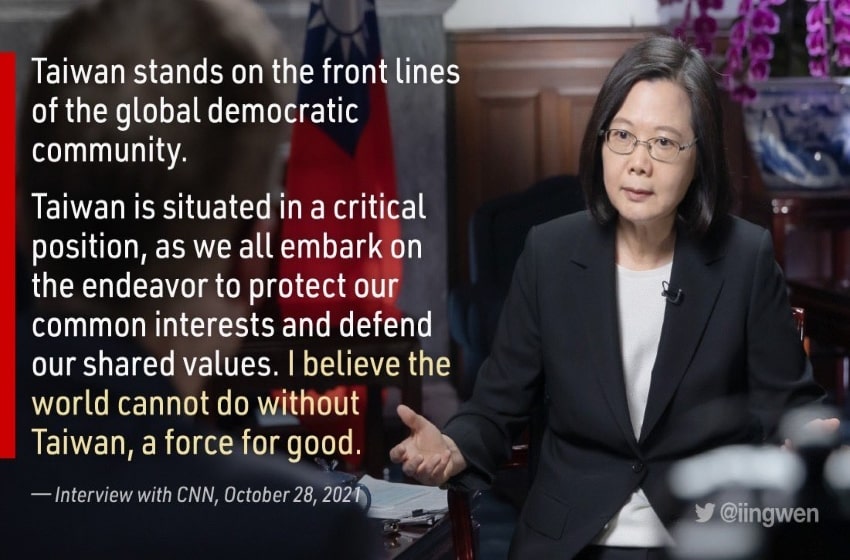 Taiwan’s president says she’s confident US would safeguard the island
