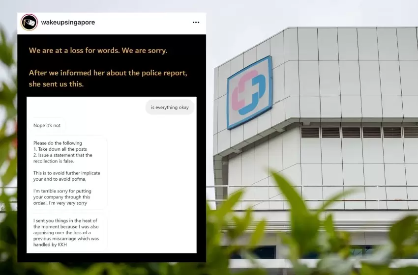 Wake Up, Singapore apologizes for releasing false allegations against KKH, claims it was misled about the miscarriage case