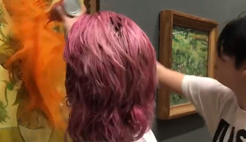 Climate activists in London hurl soup at Van Gogh's Sunflowers