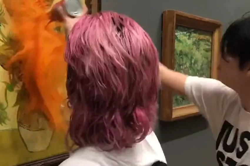 Climate activists in London hurl soup at Van Gogh’s Sunflowers