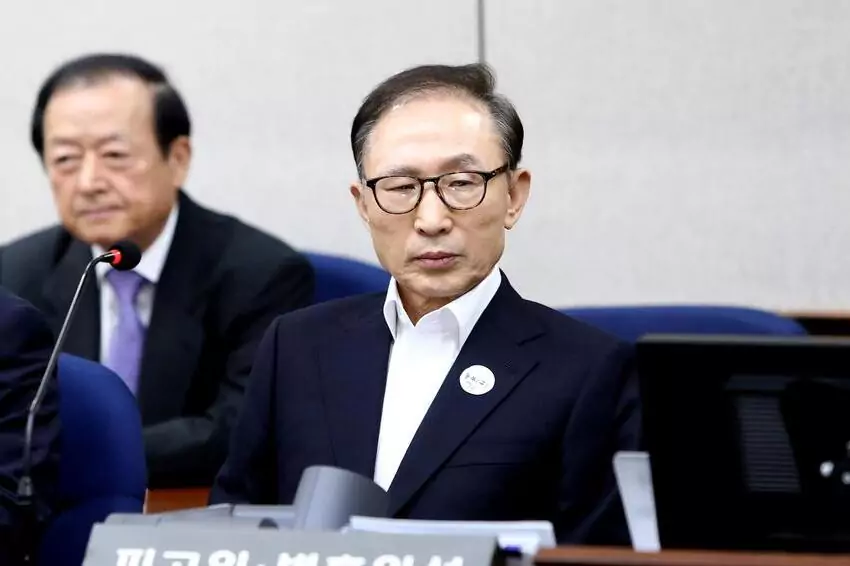 ex president lee myung bak appears at first court hearing