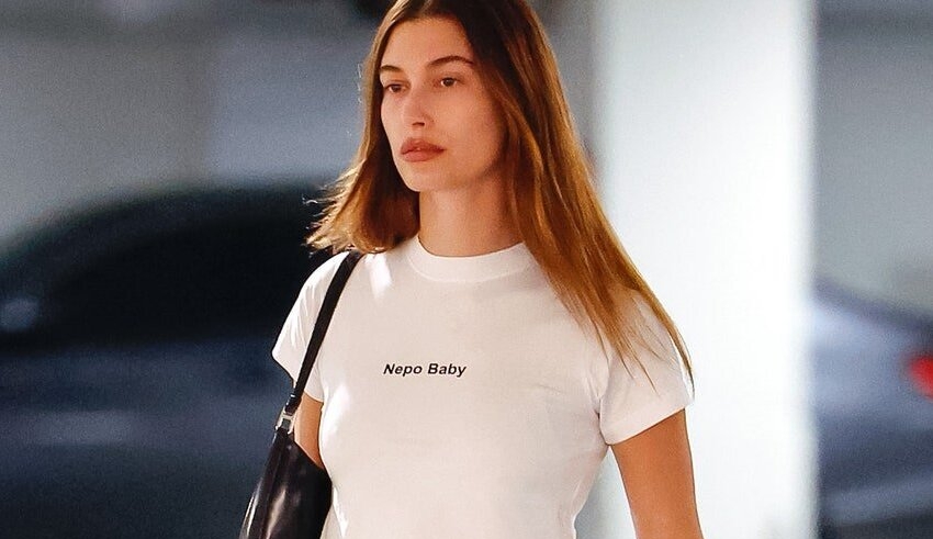 hailey bieber makes a fashion statement in response to the 'nepo baby' debate