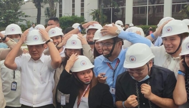 pbbm and other officials take part in a nationwide drill for earthquakes