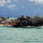 three people rescued from a burning speed boat in zamboanga city