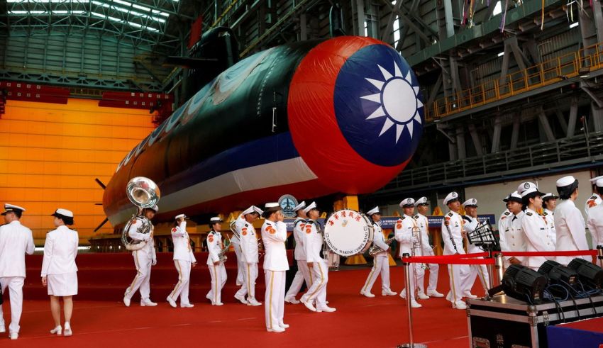 taiwan unveils locally built submarine to pushback china